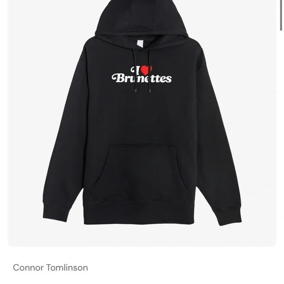 Black 'I Love Brunettes' Hoodie Connor Tomlinson Spectrum Hoodies Large NEW - Picture 2 of 6
